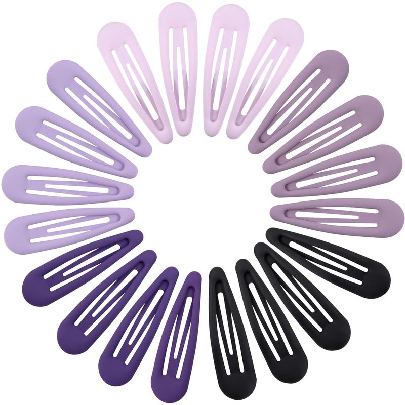 Cptots Small Hair Barrettes For Women No Slip Metal Snap Clips For Thin And Fine Hair,Matte Black Multiple Purple,20 PCS,1.97 x 0.5 Inch. - Image 1